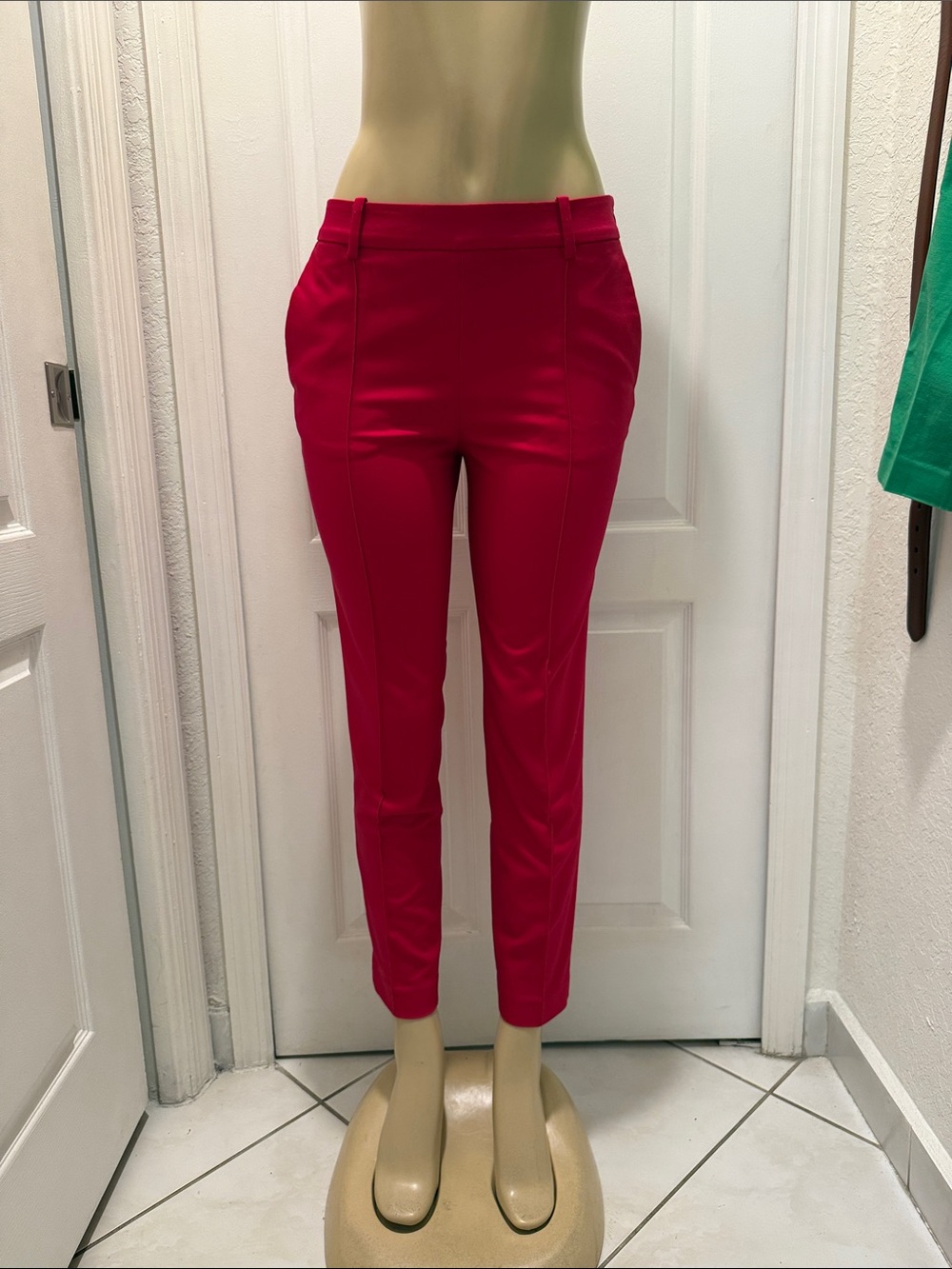 Zara Bright Red Cropped Slim Pants